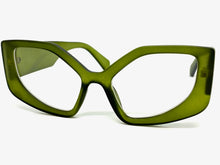 Oversized Vintage Retro Style Clear Lens EYEGLASSES Large Thick Matte Green Frame 5623