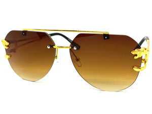 Men's Classy Elegant Luxury Modern Retro Style SUNGLASSES Large Gold Frame 27667