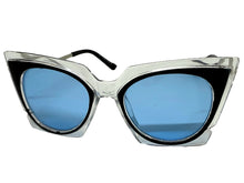 Classic Vintage Retro Cat Eye Style SUNGLASSES Funky Clear & Black Frame 1720