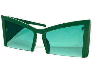 Oversized Exaggerated Modern Retro Cat Eye Style SUNGLASSES Large Green Frame 1286