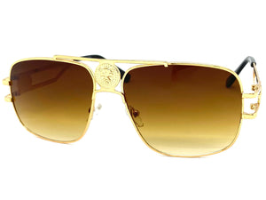 Classic Elegant Luxury Hip Hop Aviator Style SUNGLASSES Gold Frame 7736