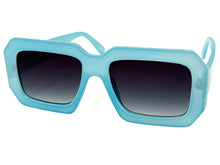 Classic Vintage Retro Style SUNGLASSES Thick Square Blue Frame - Dark Blue Lens 75005