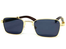 Classy Elegant Sophisticated Luxury Style SUNGLASSES Gold & Wooden Frame 27677