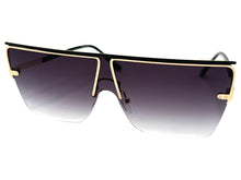 Classic Elegant Modern Retro Shield Style SUNGLASSES Large Gold Frame 2390