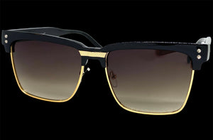 Classy Elegant Sophisticated Luxury Style SUNGLASSES Square Black & Gold Frame 6462