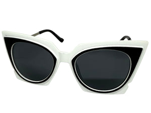 Classic Vintage Retro Cat Eye Style SUNGLASSES Funky White & Black Frame 1720