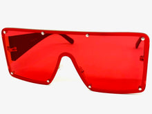 Oversized Contemporary Modern Retro Shield Style SUNGLASSES Large Flat Red Lens 96312