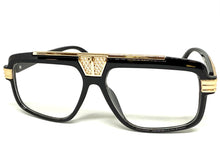 Classic Vintage Retro Hip Hop Rapper Style Clear Lens EYEGLASSES Large Black & Gold Frame 27002