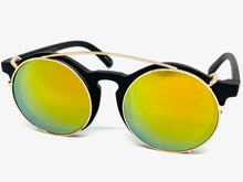 Classic Vintage Retro Style Clip On SUNGLASSES Round Black Frame 6442