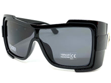 Oversized Modern Retro Wrap Shield Style SUNGLASSES Huge Super Thick Black Frame 1044