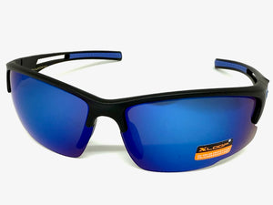 Sporty Wrap Around Cycling Fishing Biker SUNGLASSES Sleek Black Frame - Blue Lens 2754