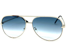 Classic Vintage Retro Aviator Style SUNGLASSES Silver Frame Blue & Clear Lens P0218
