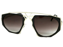 Exaggerated Classic Vintage Retro Style SUNGLASSES Unique Black & Silver Frame 4464