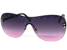 Oversized Contemporary Modern Retro Shield Style SUNGLASSES Flat Purple Lens A246