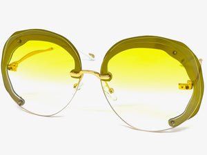 Exaggerated Classic Vintage Retro Style SUNGLASSES Round Light Yellow Lens 2272