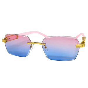 Men's Classy Elegant Luxury Retro Hip Hop Style SUNGLASSES Gold Rimless Frame 7522