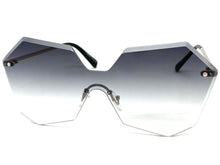 Sleek Modern Retro Shield Style SUNGLASSES Silver Rimless Frame 7756