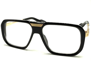 Classic Vintage Retro Hip Hop Rapper Style Clear Lens EYEGLASSES Black & Gold Frame 76006
