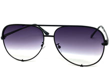 Classic Vintage Retro Aviator Style SUNGLASSES Black Frame Gray & Clear Lens P0218