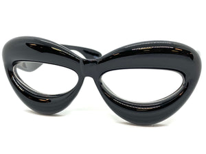 Oversized Exaggerated Retro Clear Lens EYEGLASSES Large Black Optical Frame - RX Capable 80555