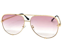 Classic Vintage Retro Aviator Style SUNGLASSES Gold Frame Pink & Clear Lens P0218