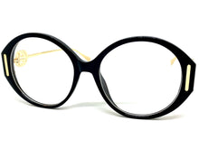 Oversized Vintage Retro Style Clear Lens EYEGLASSES Large Black & Gold Frame 89474