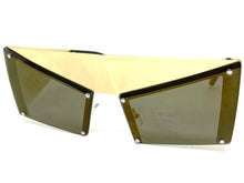 Modern Retro Futuristic Party Raver Style SUNGLASSES Unusual Gold Frame 5275