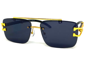 Men's Classy Elegant Luxury Retro Hip Hop Style SUNGLASSES Gold & Dark Wood Frame E0932