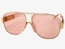 Classic Hardcore Biker Gangster Hip Hop Rapper Style SUNGLASSES Gold & Pink Frame - Pink Lens 4000
