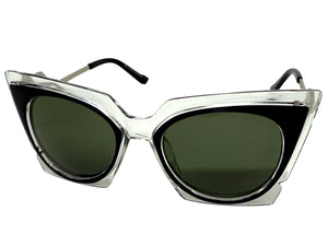Classic Vintage Retro Cat Eye Style SUNGLASSES Funky Clear & Black Frame 1720
