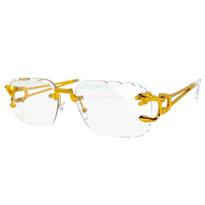 Classy Elegant Luxury Modern Designer Style Clear Lens EYEGLASSES Gold Rimless Frame 5294