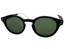 Classic Elegant Vintage Retro Style SUNGLASSES Round Black Frame - Dark Green Lens 81011
