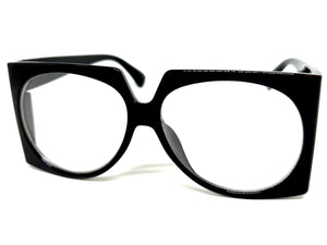 Oversized Vintage Retro Style Clear Lens EYEGLASSES Large Square Black Frame 5693