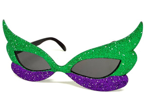 Vibrant Mardi Gras Party Club Beach Cruise Raver Festival SUNGLASSES Fun Shades Glitter Frame C924
