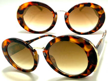 Exaggerated Vintage Retro Funky Hippie Style SUNGLASSES Round Tortoise & Gold Frame P8216