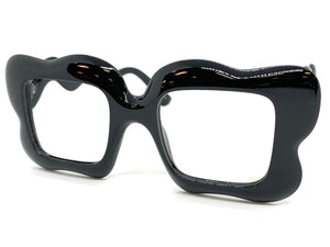 Oversized Classic Vintage Retro Style Large Funky Square Black Lensless Eye Glasses- Frame Only NO Lens 80549