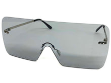 Oversized Exaggerated Modern Retro Shield Style SUNGLASSES Large Flat Gray Lens 10549