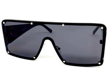 Oversized Contemporary Modern Retro Shield Style SUNGLASSES Large Flat Dark Lens 96312
