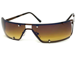 Contemporary Modern Wrap Style SUNGLASSES Brown Frame E0943