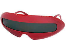 Oversized Space Futuristic Robotic Cyclops Shield Costume Party SUNGLASSES Large Red Frame 1230