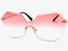 Sleek Modern Retro Shield Style SUNGLASSES Gold Rimless Frame 7756