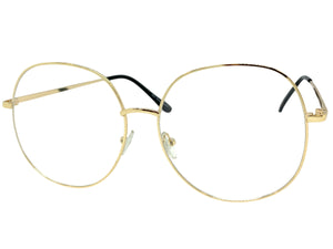 Oversized Exaggerated Vintage Retro Style Clear Lens EYEGLASSES Large Gold Frame 6404