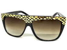 Oversized Classic Vintage Retro Style SUNGLASSES Large Black Snakeskin Frame 1201