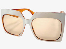 Oversized Exaggerated Vintage Retro Style SUNGLASSES X-Large Square White Frame 49308