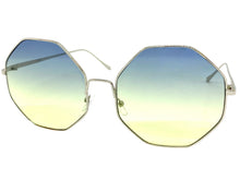 Oversized Exaggerated Vintage Retro Style SUNGLASSES Large Silver Octagon Frame 4150