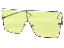 Oversized Futuristic Modern Retro Shield Style SUNGLASSES Large Silver  Frame 96177