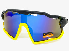 Oversized Retro Sporty Wrap Around Style SUNGLASSES Large Black & Yellow Frame 3693