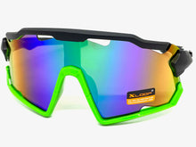 Oversized Retro Sporty Wrap Around Style SUNGLASSES Large Black & Green Frame 3693