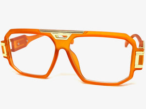 Classic Vintage Retro Hip Hop Rapper Style Clear Lens EYEGLASSES Orange & Gold Frame 5408