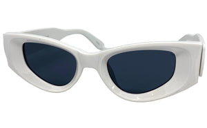 Classy Elegant Exaggerated Retro Cat Eye Style SUNGLASSES Thick White Frame 80533